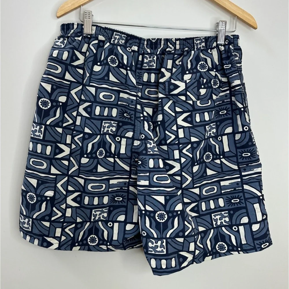 Patagonia Baggies Longs Men's Large New Visions Navy Print Shorts Drawstring - Picture 12 of 16
